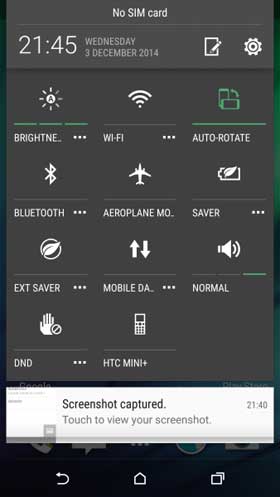 HTC Android 5.0.1 Quick Settings