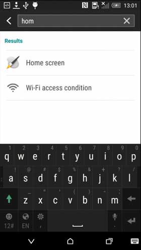 HTC Android 5.0.1 Settings Search Bar