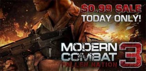 Modern Combat 3 Sale US$0.99