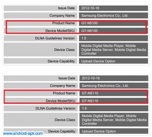 Samsung GT-N5100, GT-N5110