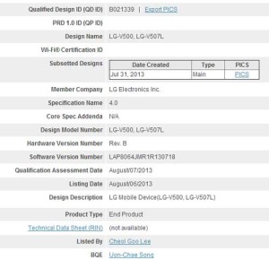 LG V500 V507L Tablet