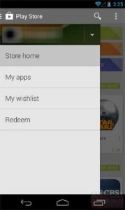 Google Play Store 4.4 Menu