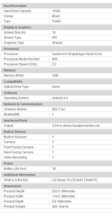 LG Nexus 10 Spec