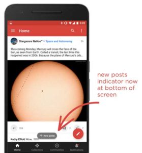 Google+ 7.8.0 New Post Indicator