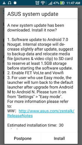 Asus ZenFone 3 Android 7.0 Nougat