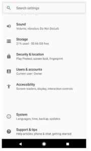 Pixel 2 Settings