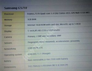 Samsung Galaxy J5 Prime (G571F) Spec