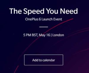 OnePlus 6 5月16日