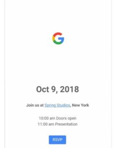 Google 10月9日举行发布会