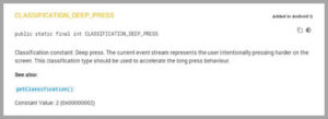 Android Q CLASSIFICATION_DEEP_PRESS