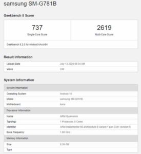 Samsung Galaxy S20 Lite Benchmark