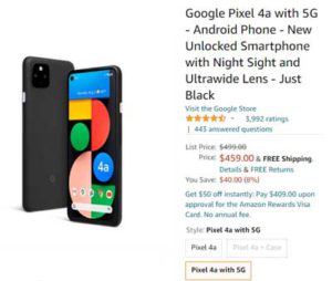 Google Pixel 4a 5G USD459