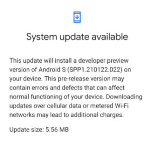 Android 12 Developer Preview 1.1