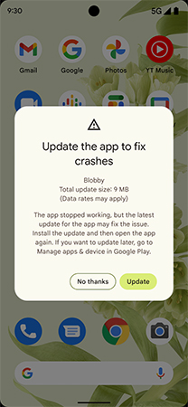 App Crashing 自动更新提示