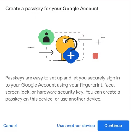 Google Account Create Passkeys