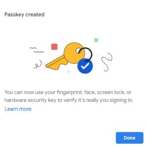 Google Account Create Passkeys