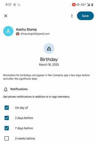 Google Contacts Birthday Reminder