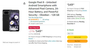 Pixel 8 Black Friday Deal US$549