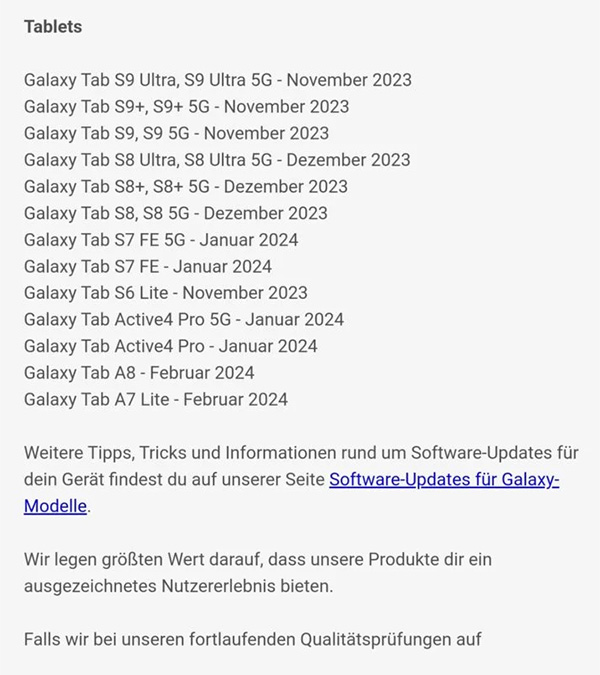 Samsung One UI 6 平板升級時間表