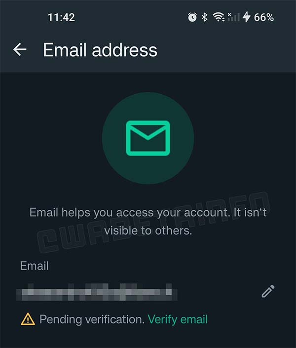 WhatsApp Email Address Verification