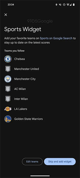 Google Apps Sport Widget