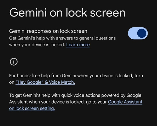 Gemini on lock screen