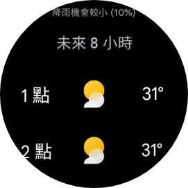 Wear OS 手錶天氣 App 天氣預測 8小時