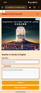 Chrome for Android Navigation Bar 顏色 - Number to Words 網站