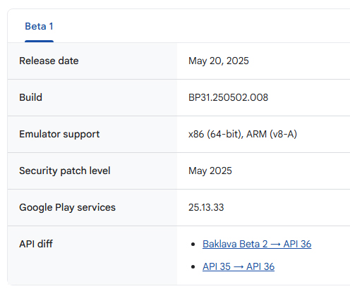 Android 16 QPR1 Beta 1
