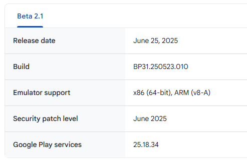 Android 16 QPR1 Beta 2.1
