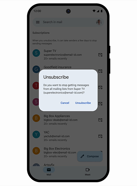 Gmail 管理訂閱