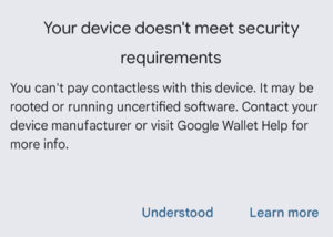 your device does not meet security requirements