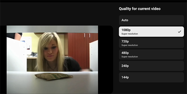 YouTube AI 自動提升畫質 Super Resolution