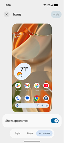Pixel Launcher Hide App Name