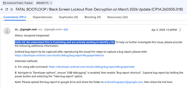 Google March Update Bootloop