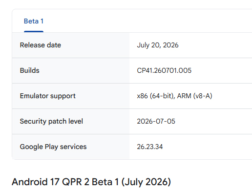 Android 17 QPR2 Beta 1